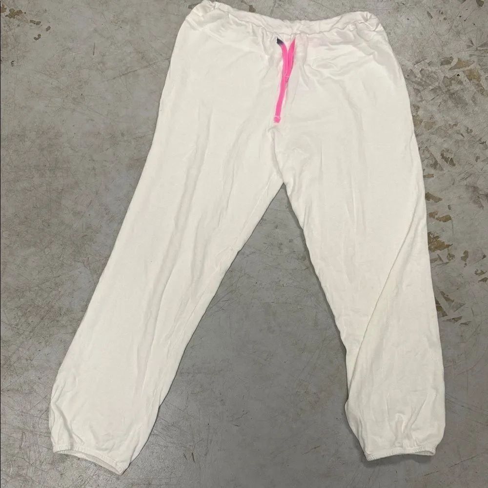 Sundry White Sweatpants with Pink Accent Size 3 - White Pants - LIKE NEW